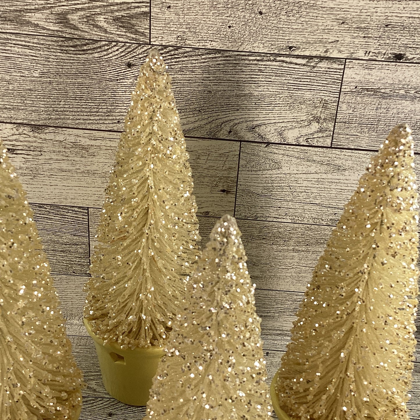 AGD Easter Decor -  Yellow Pastel Spring Sisal Bottlebrush Trees 4pc Set