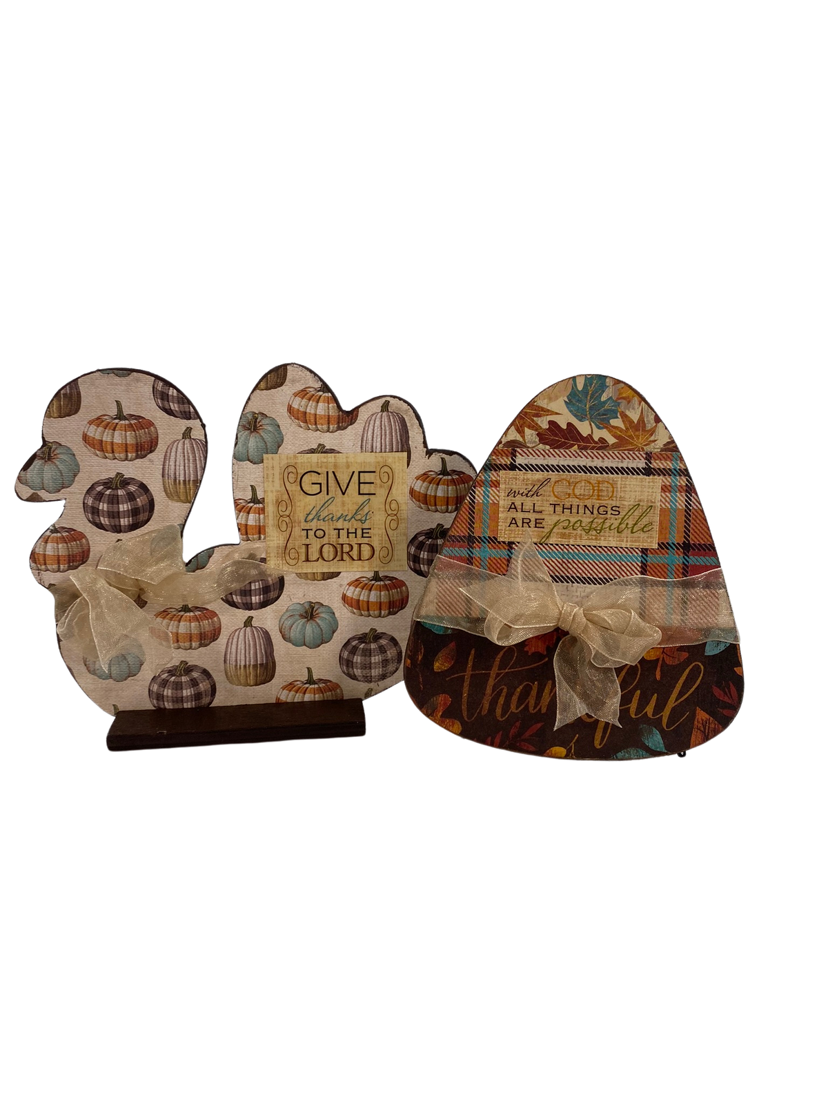 AGD Give Thanks God Things Possible Turkey Candy Corn 2pc Set