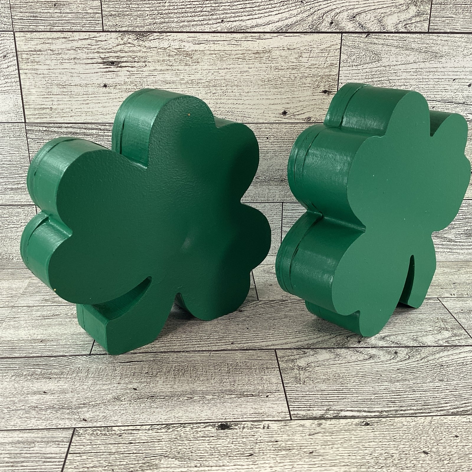 AGD St Patrick Decor -  Shamrock Chunky Wood Shaker Sitter 2pc