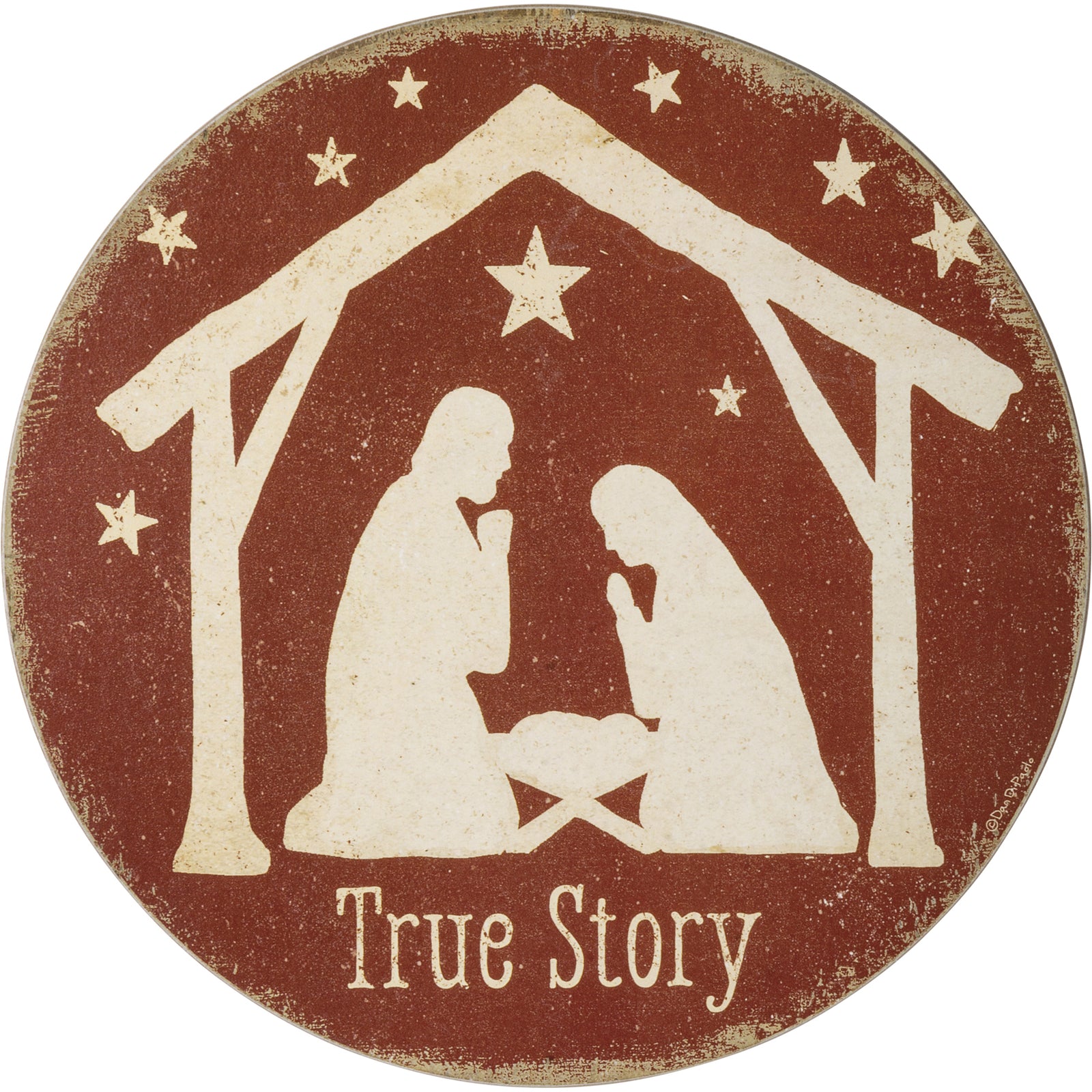 PBK Christmas Decor - True Story Nativity Family Wreath Inset Sign