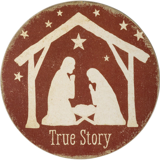 PBK Christmas Decor - True Story Nativity Family Wreath Inset Sign
