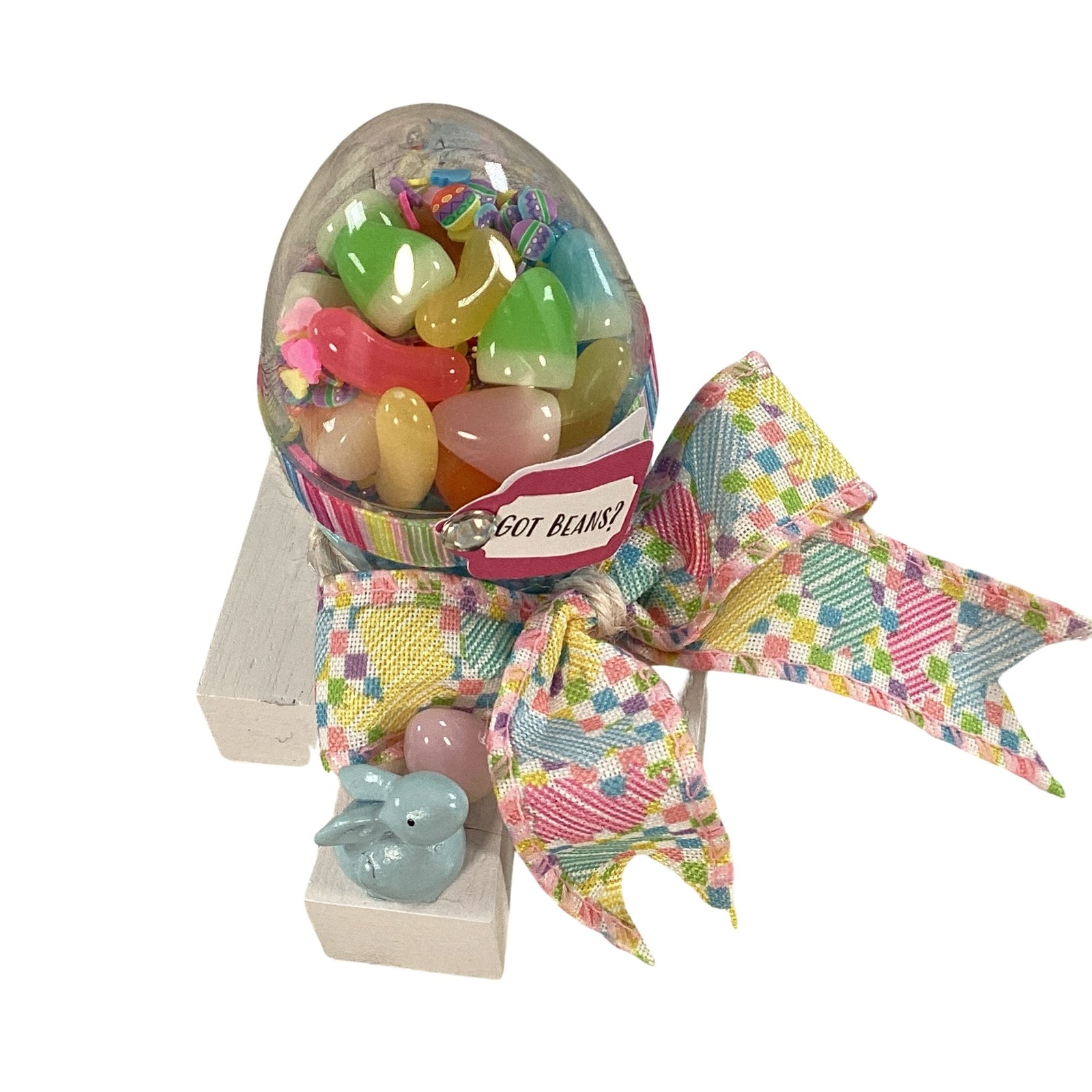 AGD Easter Decor - Clear Egg Filled Fake Jelly Beans Shaker Sitter