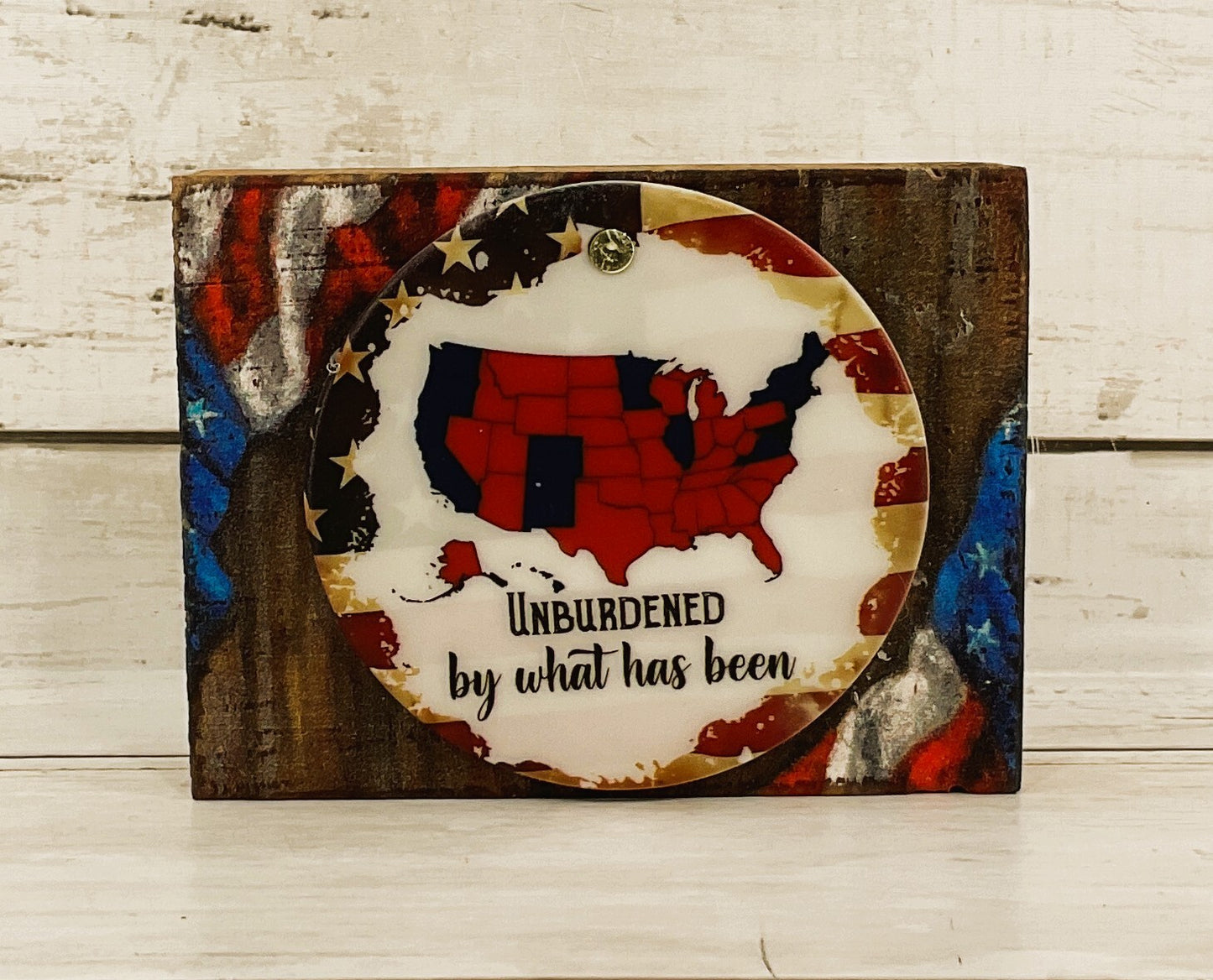 AGD Patriotic Decor- Trump Election Unburdened Wood Block Small Sign