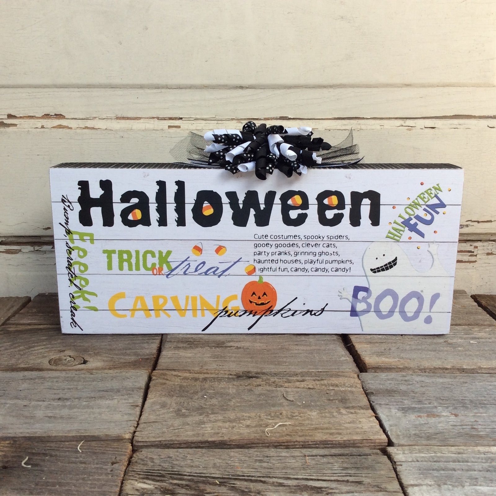 AGD Halloween Decor - Sentiments Collage Mantle Box Sign