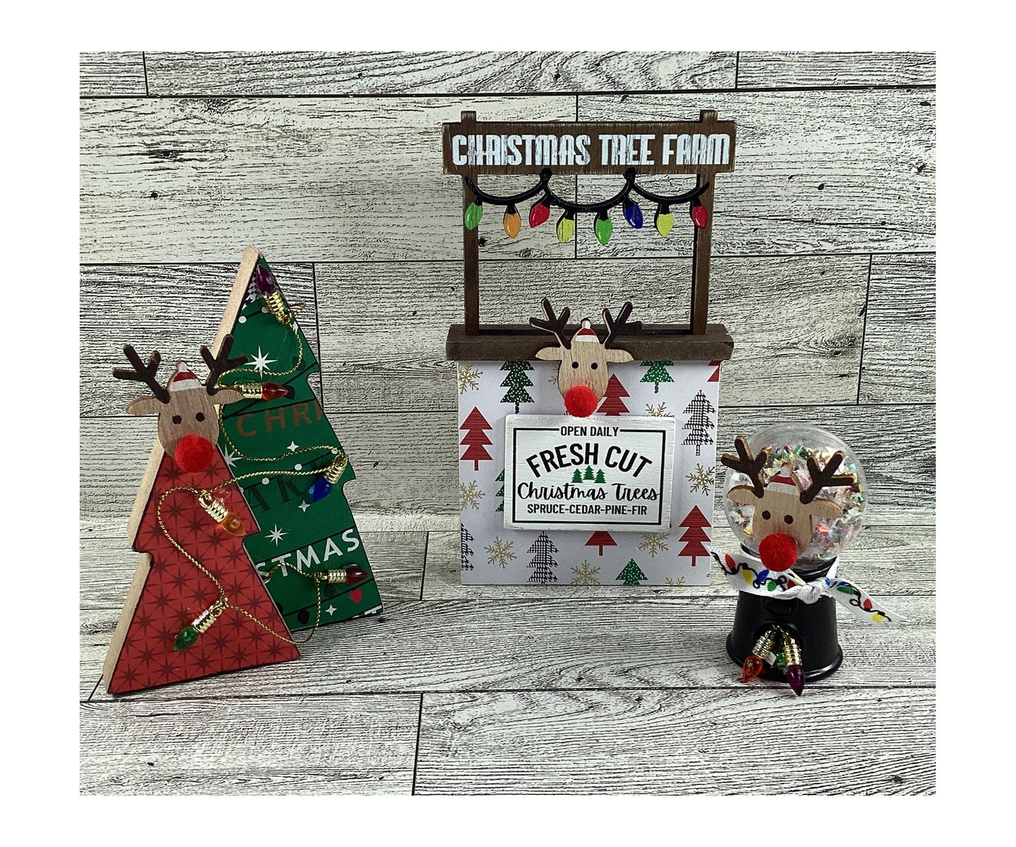 AGD Christmas Decor - Reindeer Tree Farm Booth Tier Tray 4pc Set
