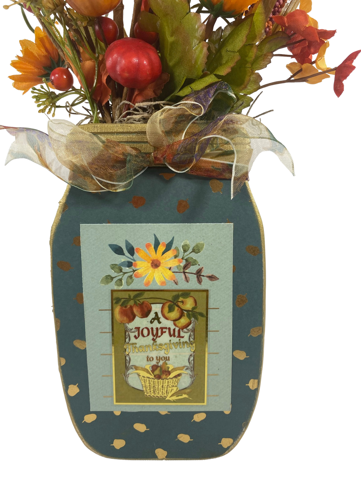 AGD Fall Decor -Thankful for You Floral Wood Mason Jar Display
