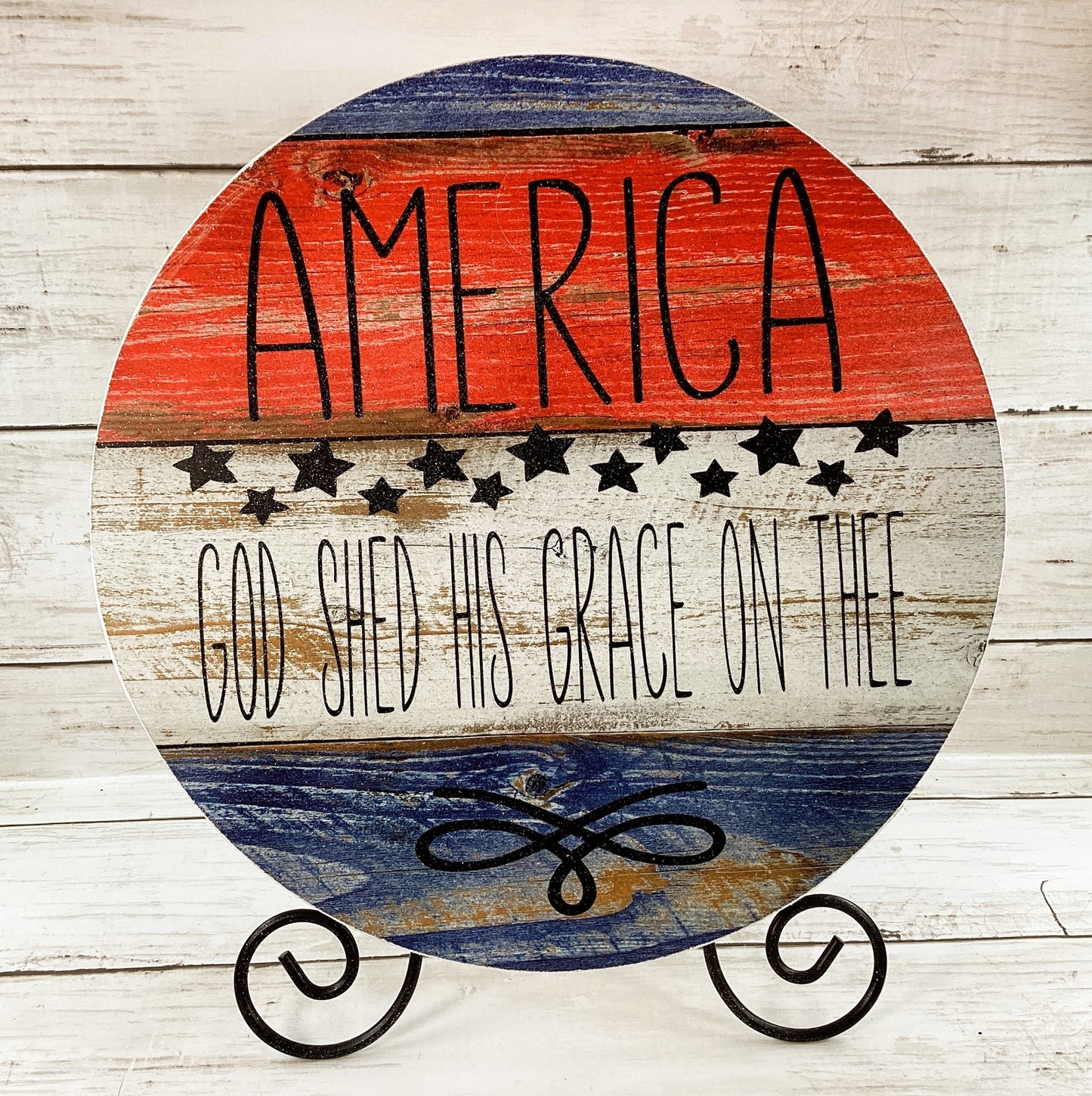 AGD Patriotic Decor - America God Shed His Grace Music Box Easel Display