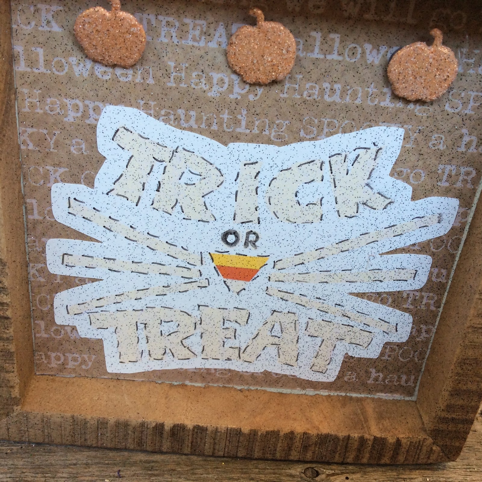 AGD Halloween Decor - Trick Treat Cat Whiskers Box Sign