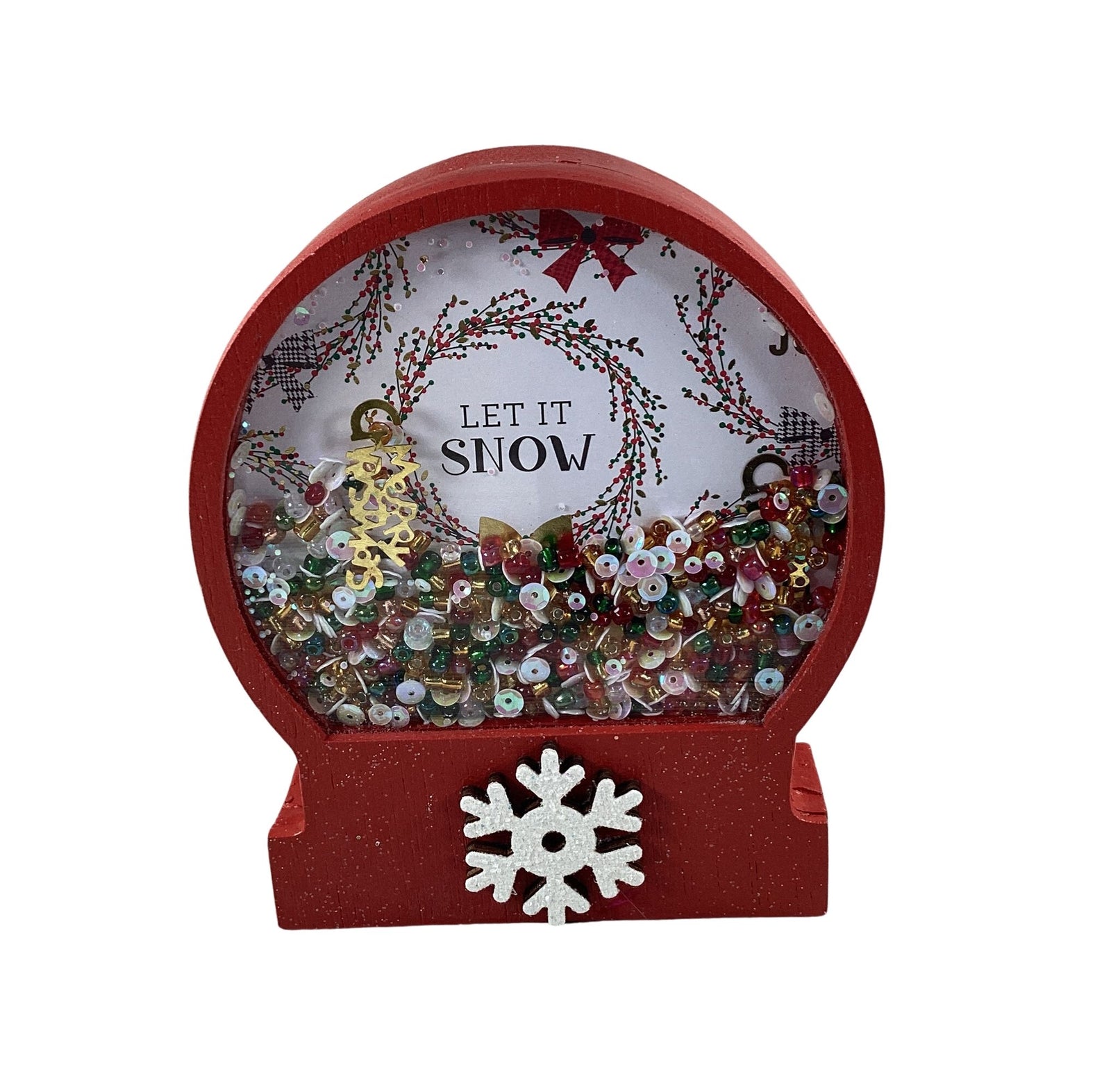 AGD Christmas Decor - Let It Snow Globe Chunky Wood Shaker