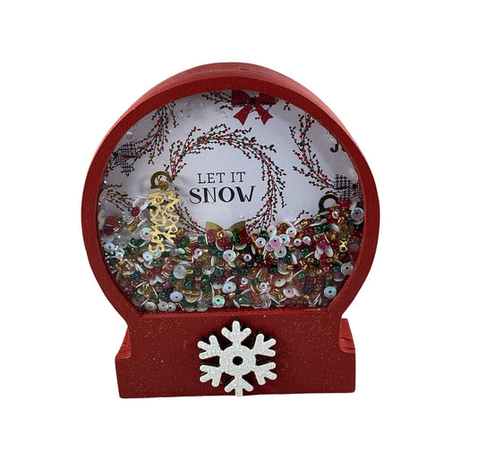 AGD Christmas Decor - Let It Snow Globe Chunky Wood Shaker
