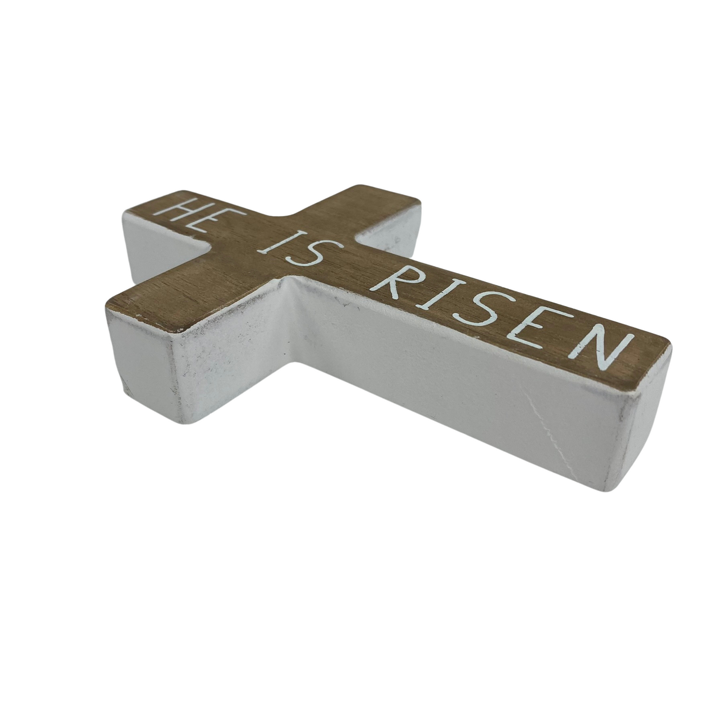 HL Easter Decor - Religious He is Risen Chunky Wood Cross