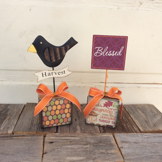 AG Designs Fall Decor - Blessed & Harvest Crow 2pc Set #613/43