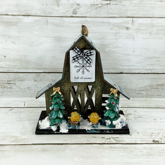 AGD Christmas Decor - Highland Scottish Cow Farmhouse Wood Barn
