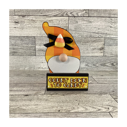 AGD Halloween Decor -  Candy Corn Countdown Gnome and Sign 2pc Set
