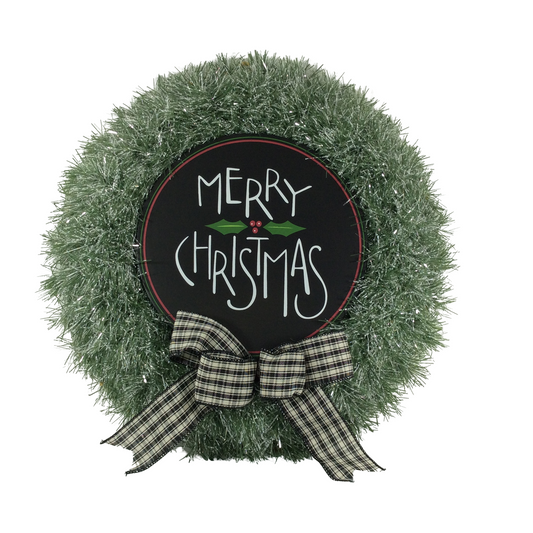 AGD Christmas Decor - Faux Pine Prim Merry Christmas Tinsel Wreath