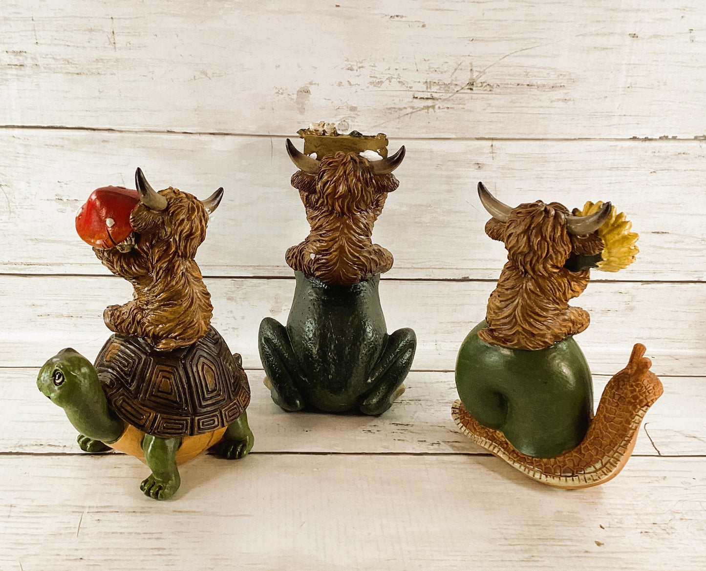 Gerson Spring Decor - Garden Friends Highland Cow Figurine 3pc
