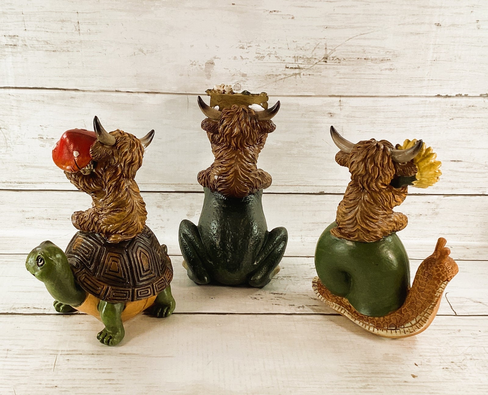 Gerson Spring Decor - Garden Friends Highland Cow Figurine 3pc