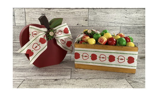 AGD Fall Decor - Chunky Wood - Apple - Sitter and Wood Crate 2pc Set