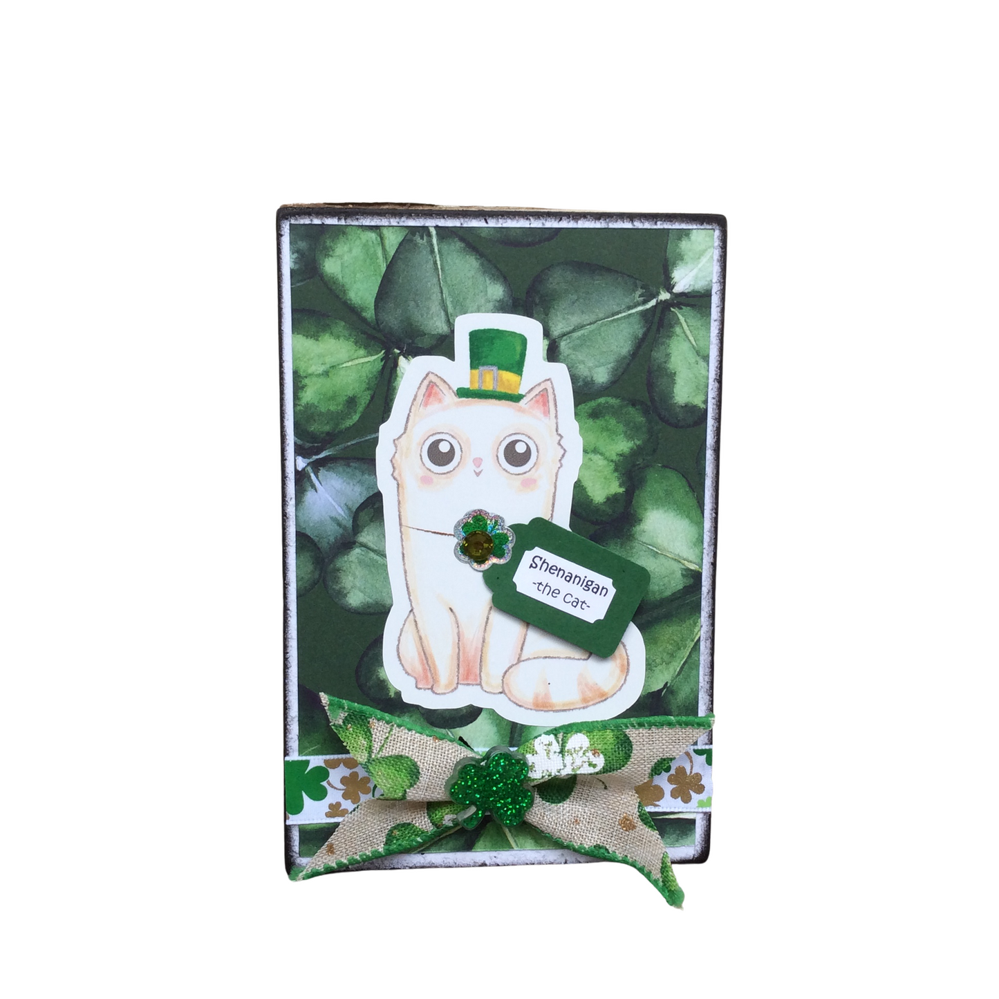 AGD St Patrick's Decor - Shenanigans the Cat Box Collage Sign