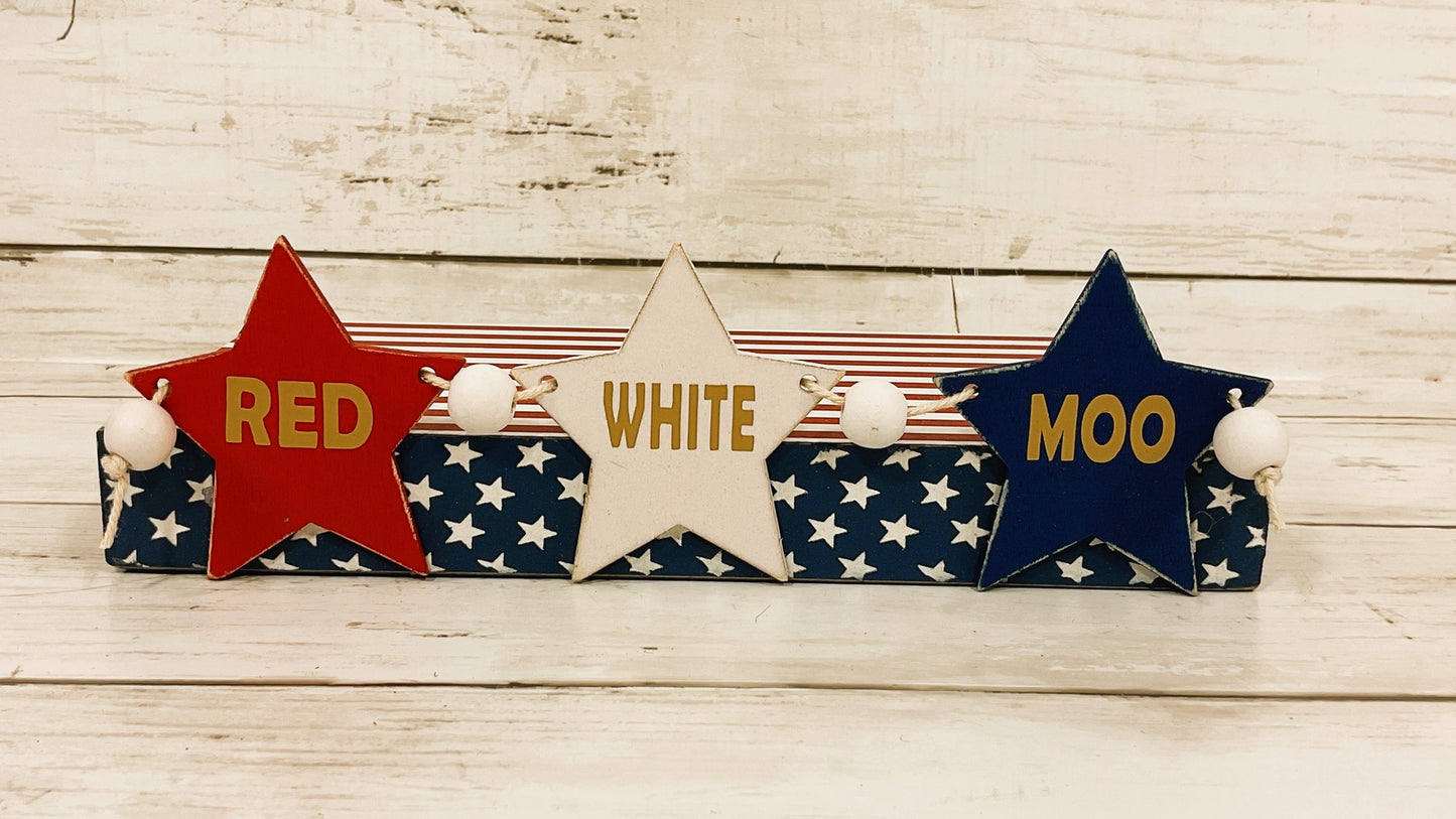 AGD Patriotic Decor - Red White Moo July 4th Resin Highland Cows