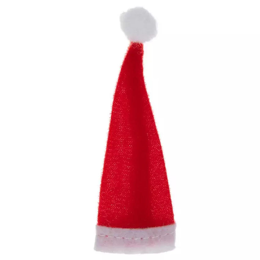 HL Christmas Craft Supply - Mini Felt Santa Doll Hats 3.25-inch 5pc Set