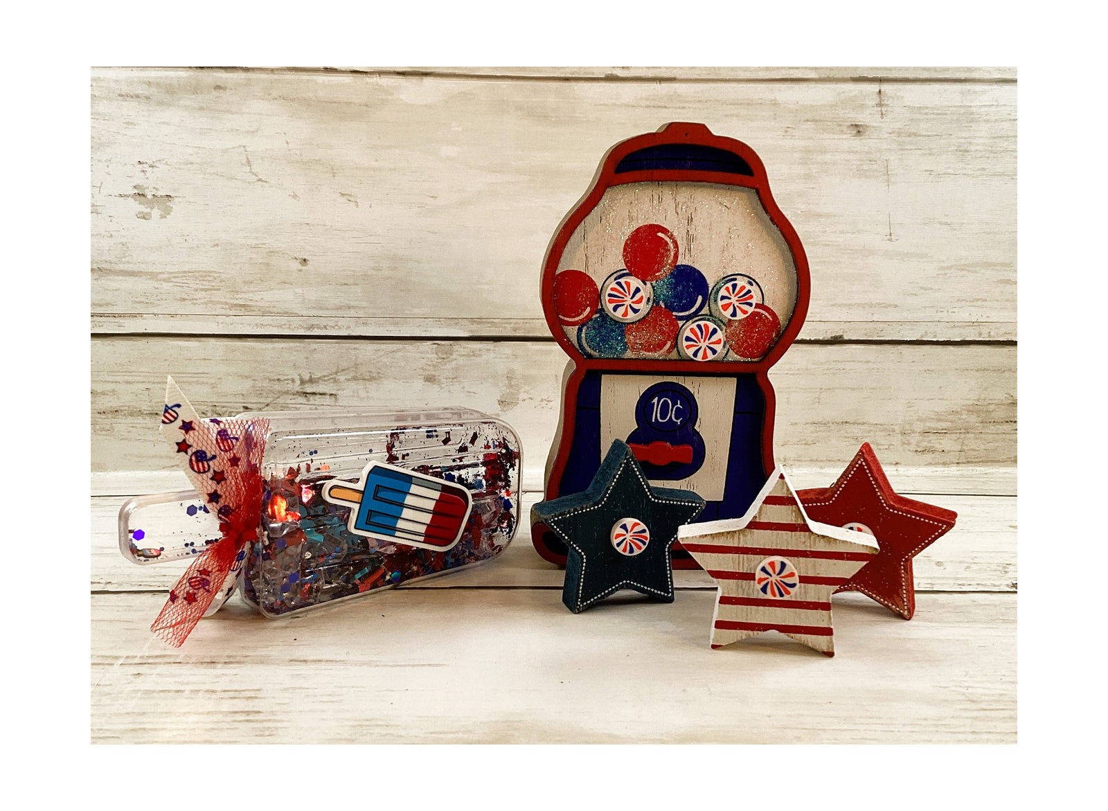 AGD Patriotic Decor - July 4th Theme Gumball Popsicle Star 5pc Set