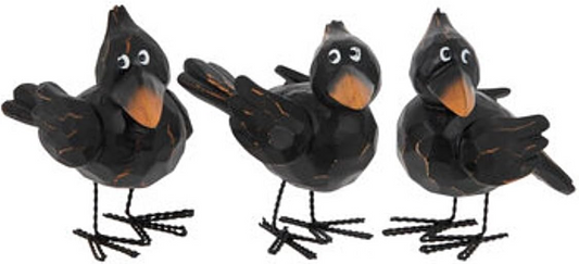 HL Fall Decor - Resin Harvest Judging Crows Figurines 3pc Set