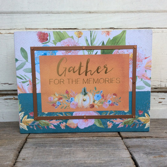 AGD Fall Decor - Water Color Pumpkin Gather Memories Box Sign