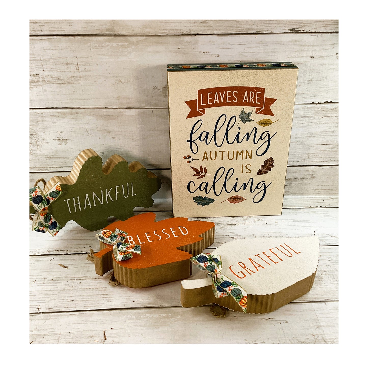 AGD Fall Decor - Chunky Leaves Are Falling Sitter Tier Tray 4pc Set