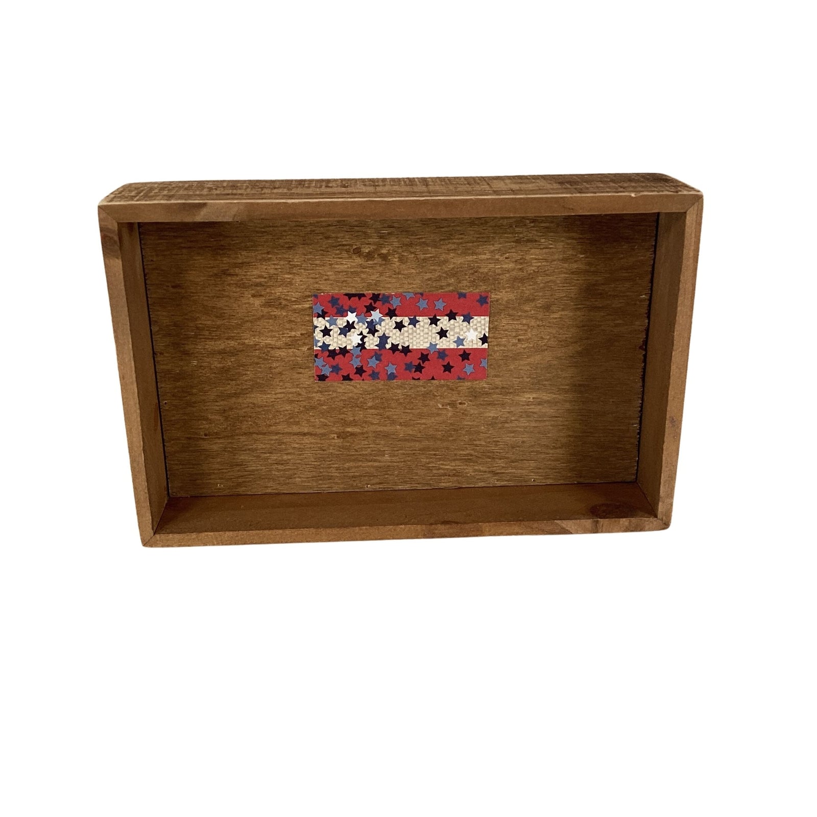 AGD Patriotic Decor - Metal Flag God Bless America Wood Inset Sign