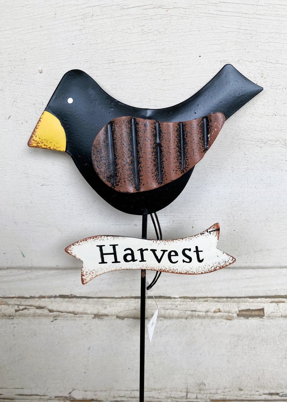 HL Fall Decor - Harvest Crow Metal Plant Pick