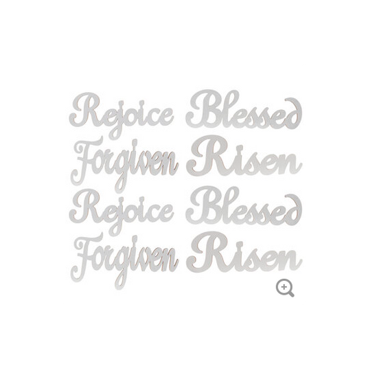 Easter Craft Supply - Risen Forgiven Blessed Rejoice Cutouts Words 8pc Set
