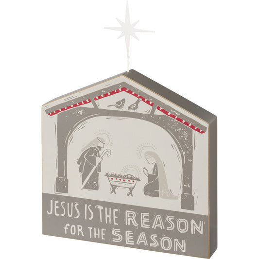 PBK Christmas Decor - Jesus is the Reason Nativity Chunky Sitter