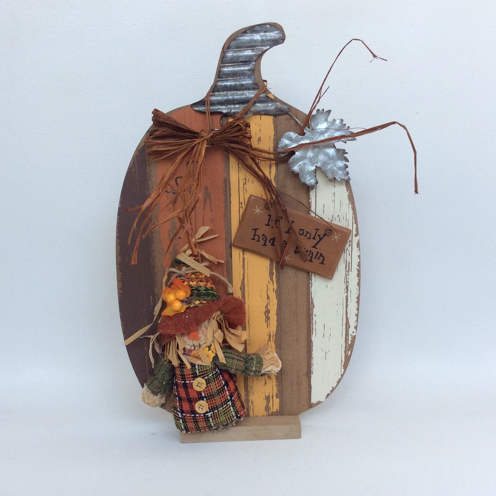 AGD Fall Decor - Scarecrow Had A Brain Tall Slat Pallet Pumpkin