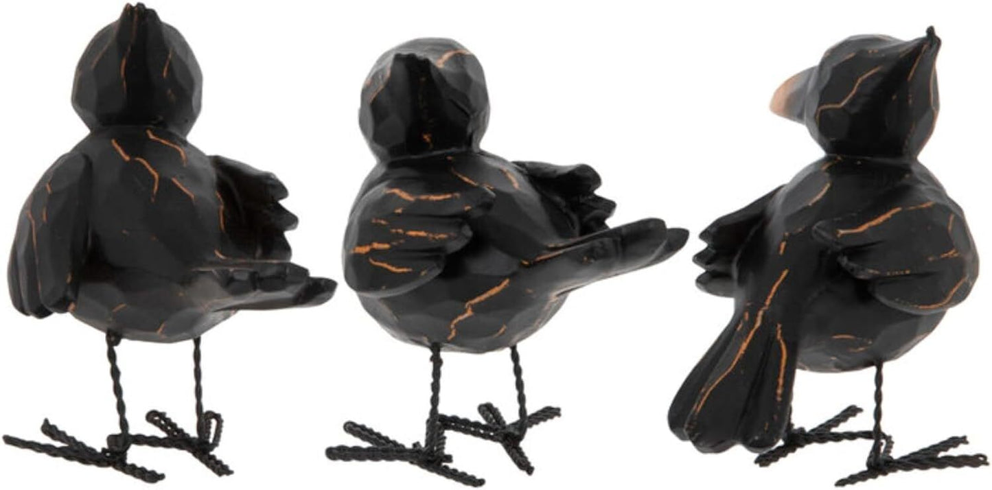 HL Fall Decor - Resin Harvest Judging Crows Figurines 3pc Set