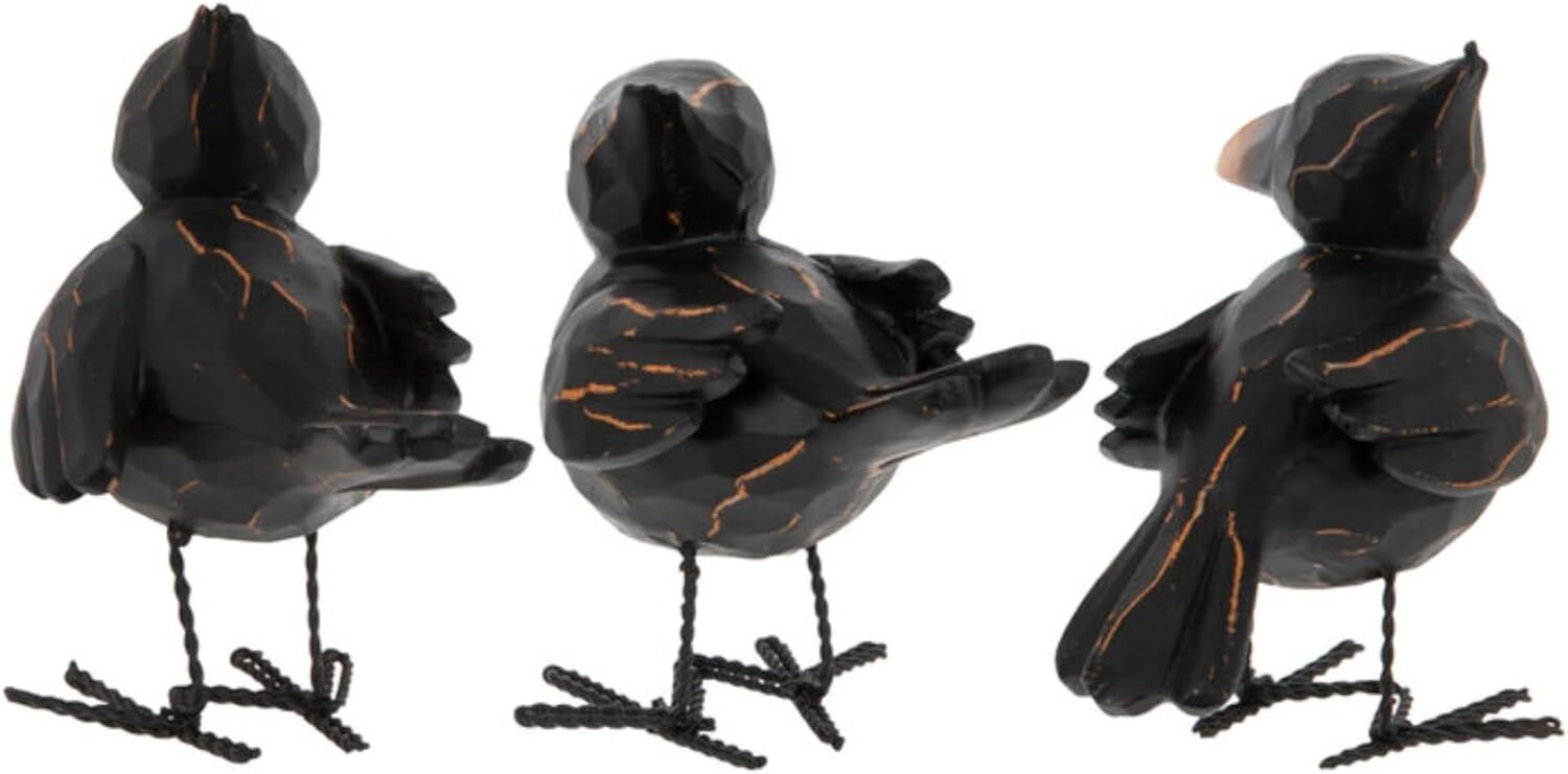 HL Fall Decor - Resin Harvest Judging Crows Figurines 3pc Set