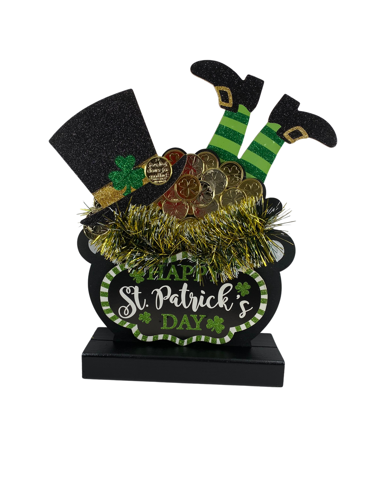 AGD Saint Patrick's Day Decor - Leprechaun Pot of Gold Tabletop Sitter