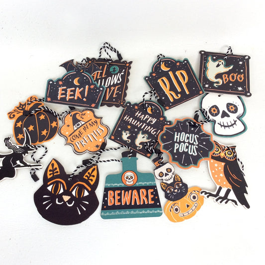 AGD Halloween Decor - Wood Icon Die Cut Ornaments 14pc Set