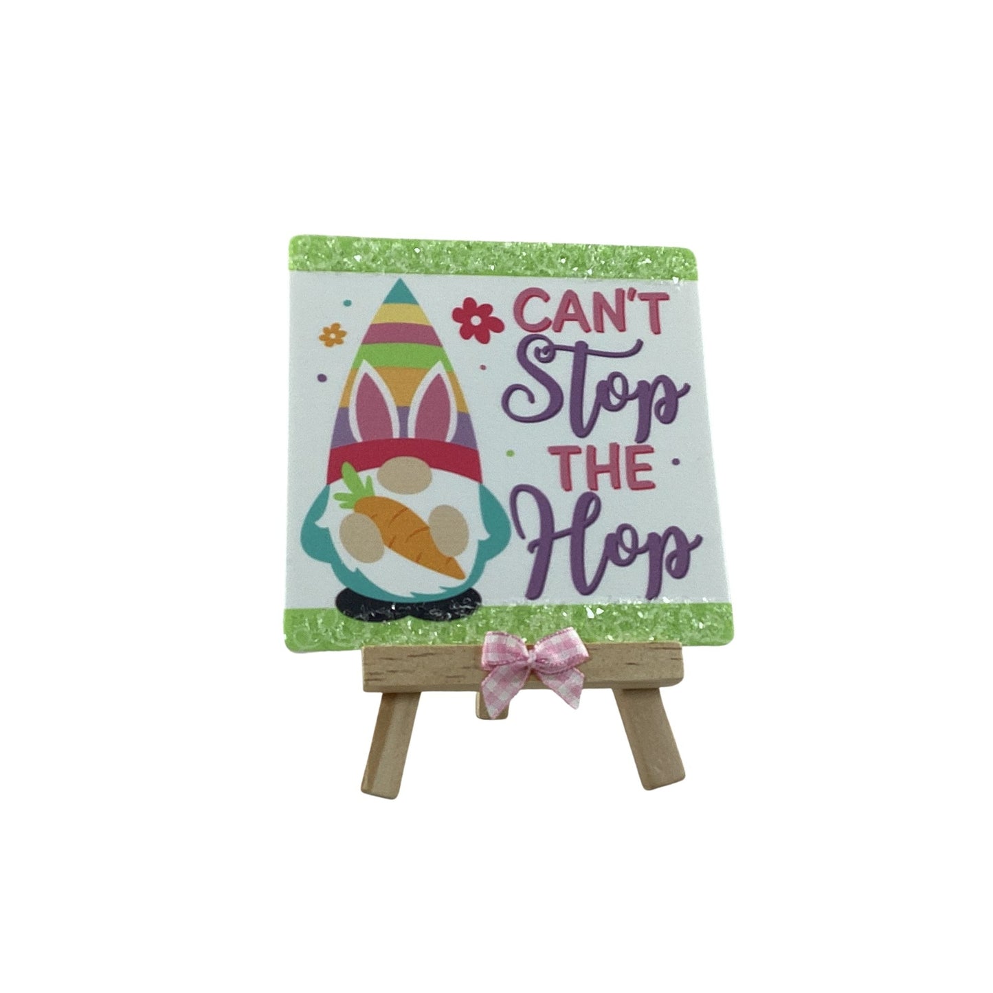 AGD Easter Decor - Resin Gnome Glitter Bunny Rabbit Tier Tray 4pc Set (E)