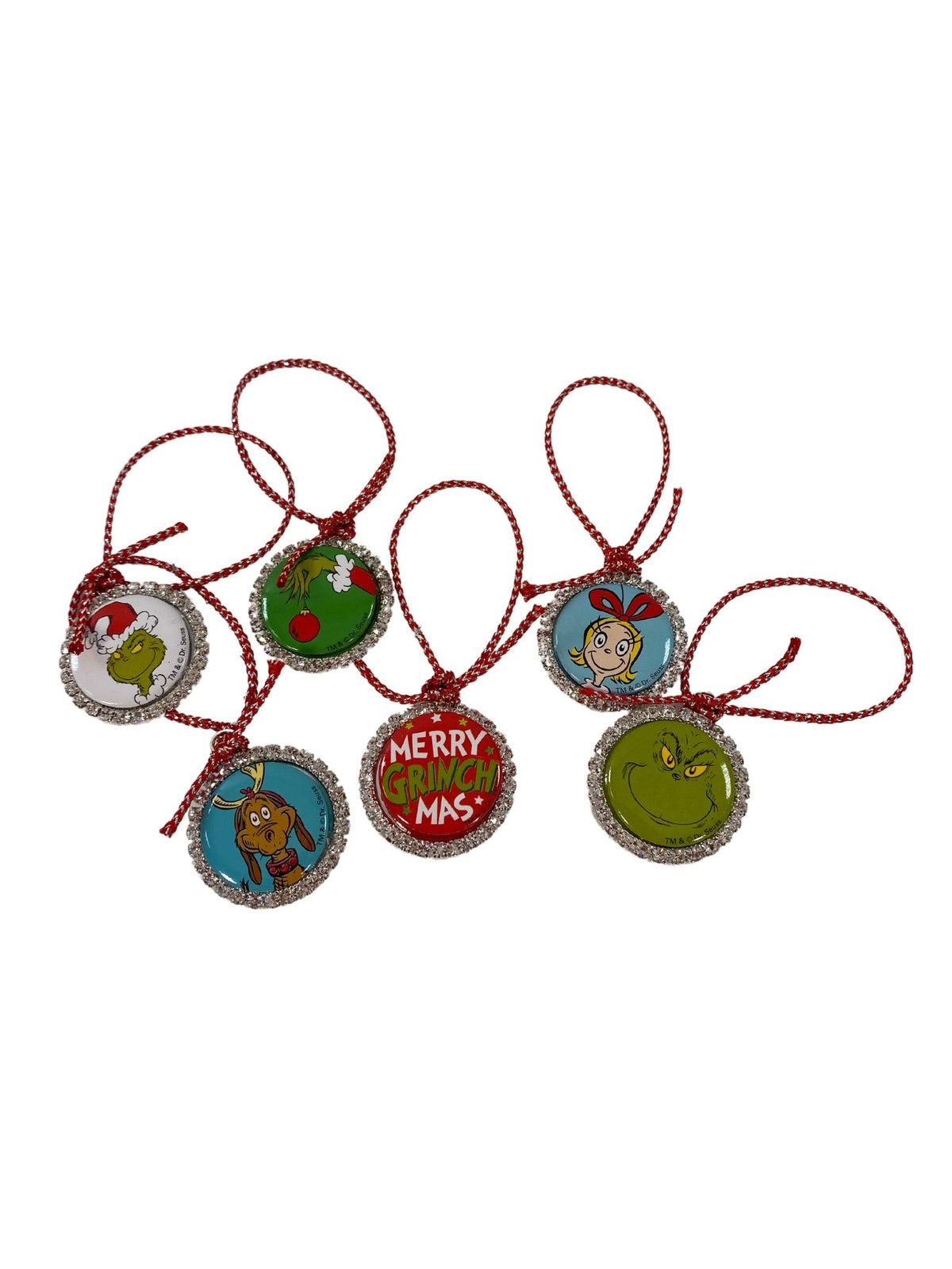 AGD Christmas Decor - Monster Rhinestone Bottle-cap Small Ornaments 6pc Set