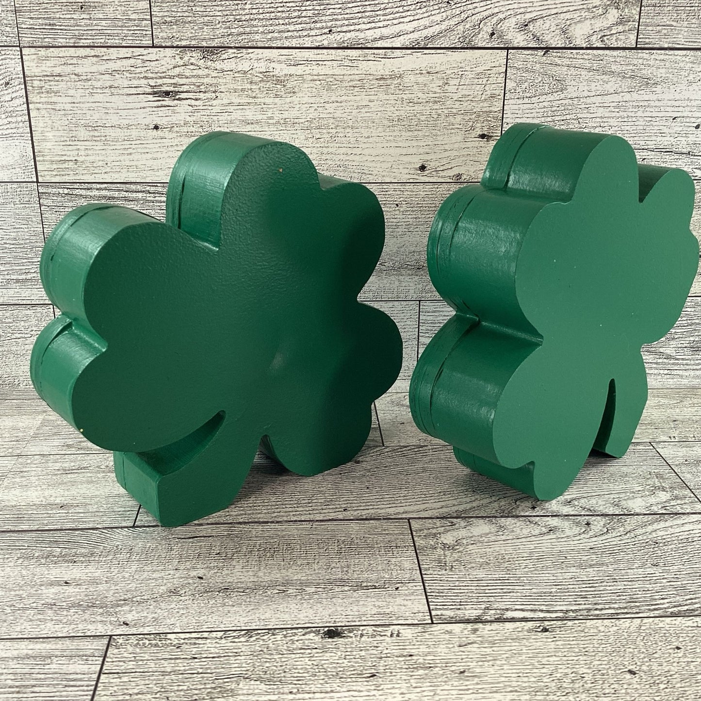 AGD St Patrick Decor -  Shamrock Chunky Wood Shaker Sitter 2pc