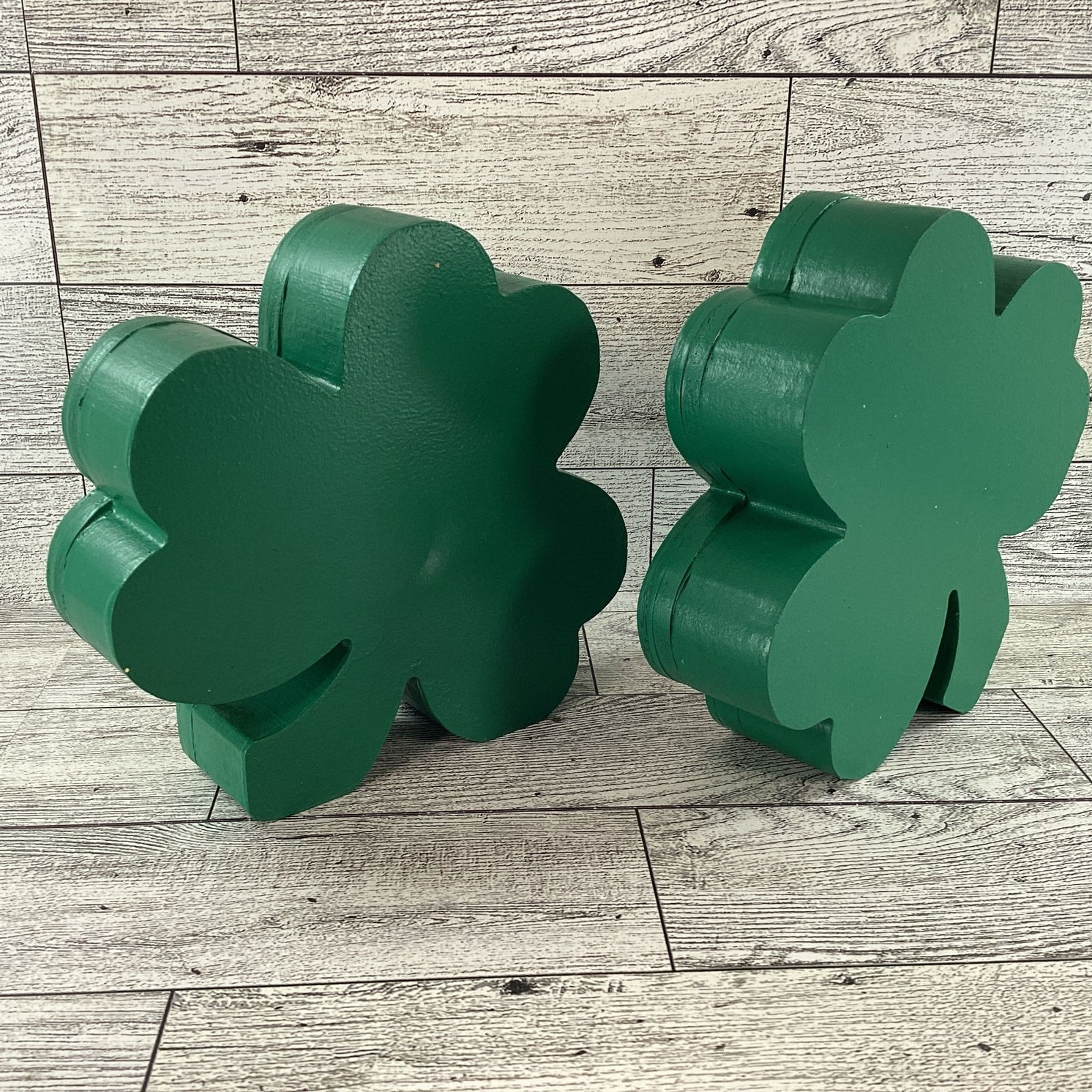 AGD St Patrick Decor -  Shamrock Chunky Wood Shaker Sitter 2pc