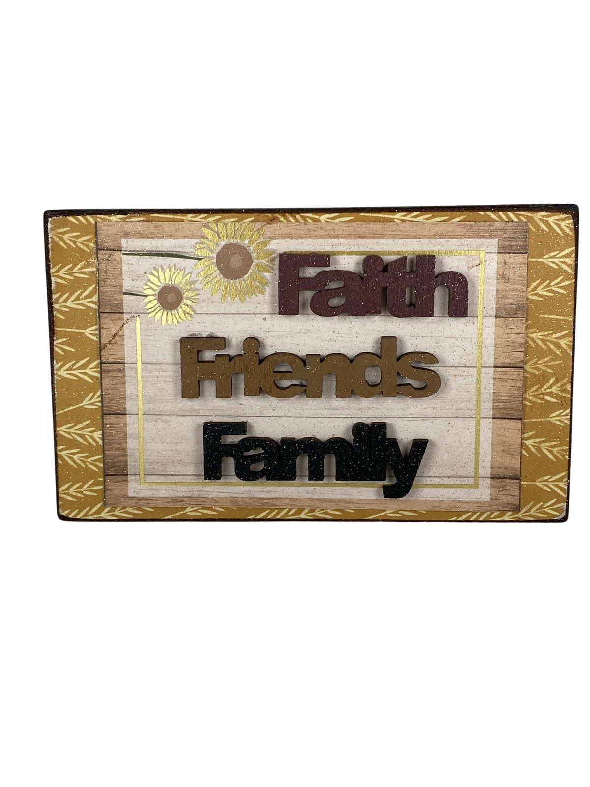 AGD Fall Decor - Faith Family Friends Reversible Wood Block Sign