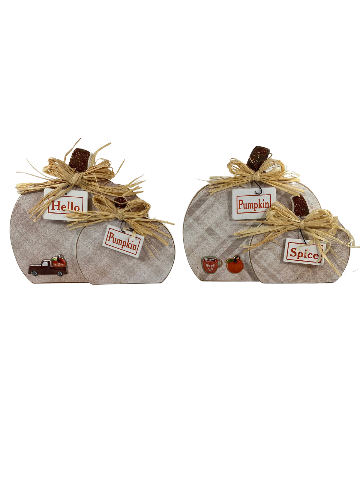 AGDFall Decor - Hello Pumpkin Spice Chunky Pumpkins 2pc Set