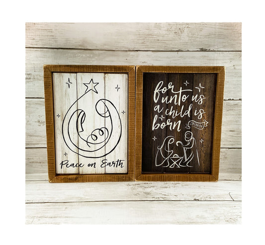 AGD Christmas Decor - Nativity Holy Family Manger Inset Box Signs