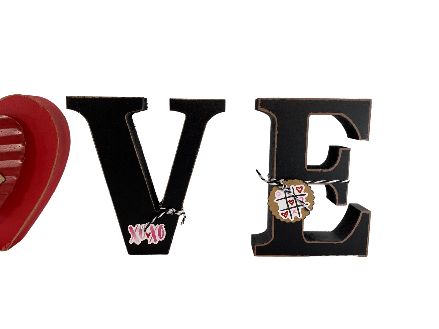 Valentines Decor - Chunky Wood Heart Love Letter Word Tabletop Display