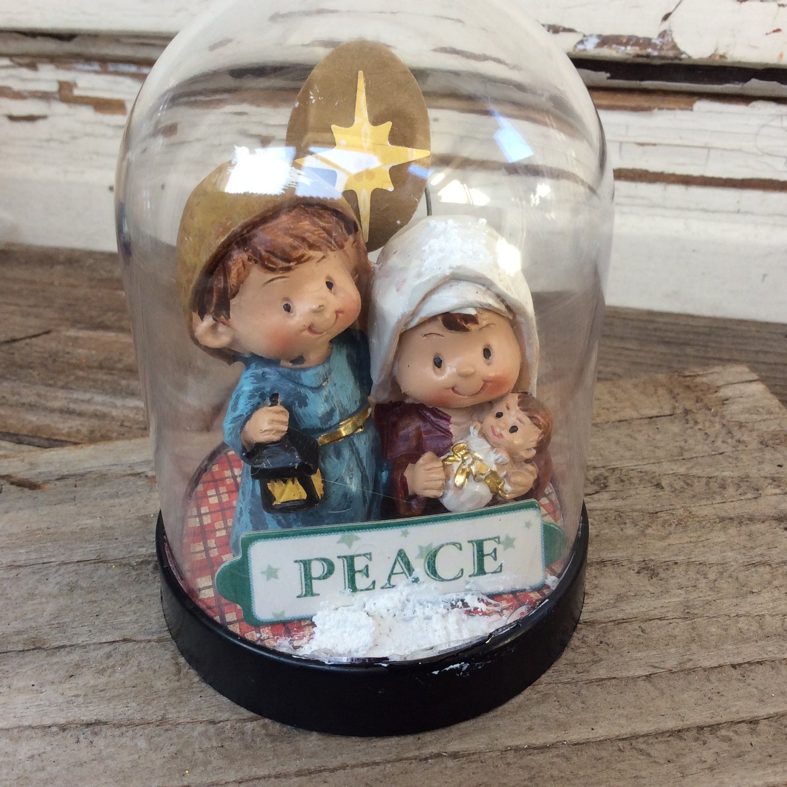 AGD Christmas Decor - Primitive Mini Nativity Family PEACE