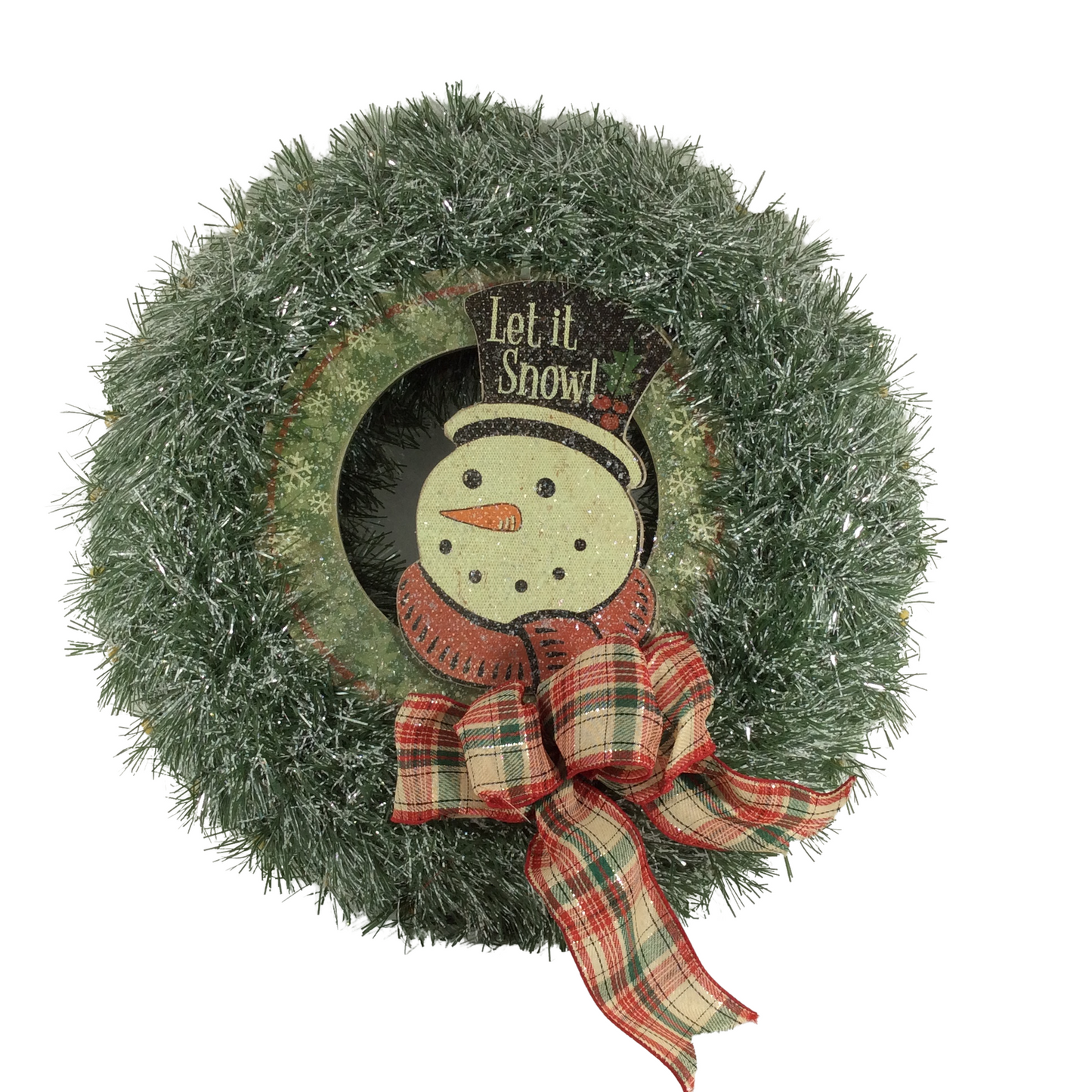 AGD Christmas Decor -Faux Pine Let It Snow Winter Tinsel Wreath