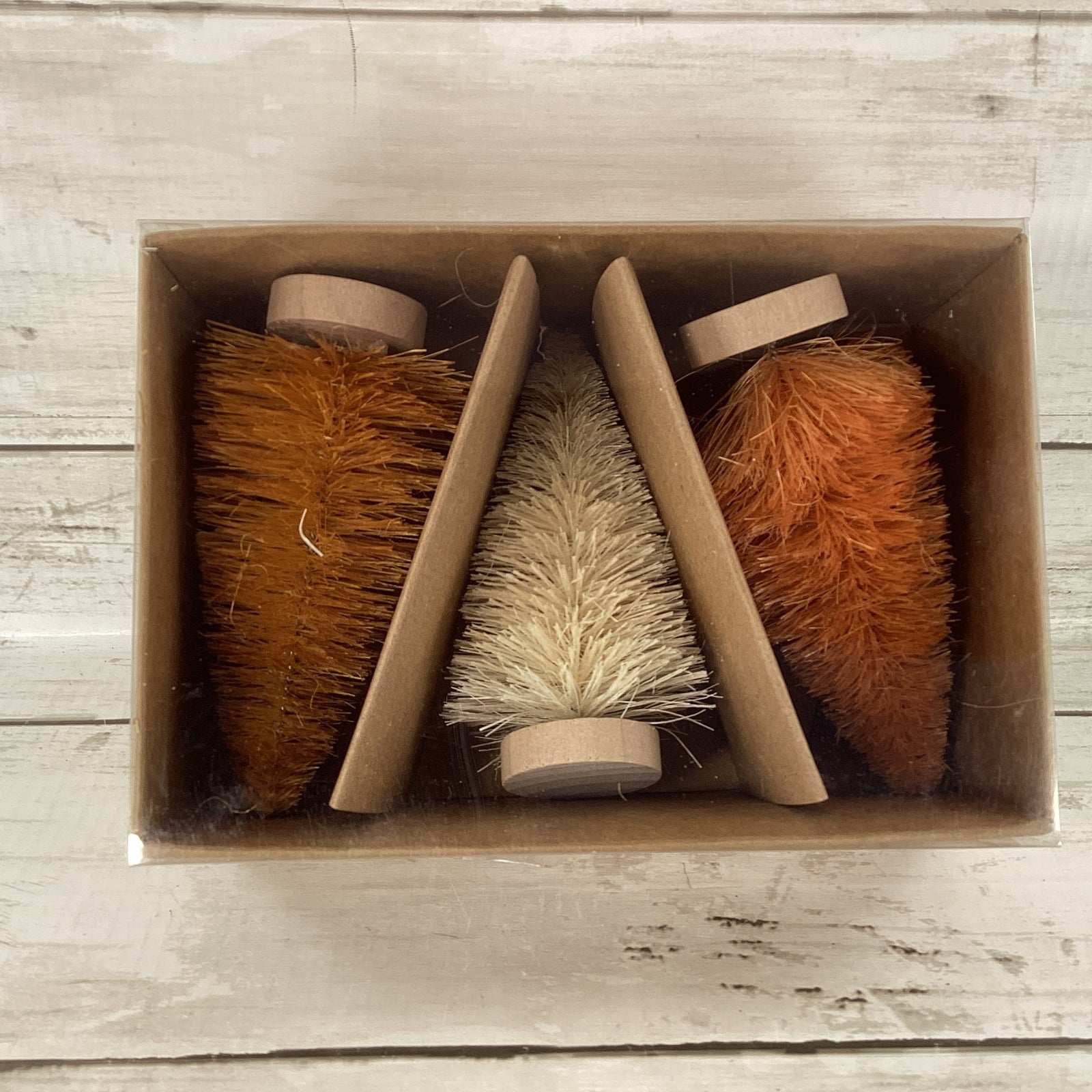 PBK Fall Decor - Muted Autumn Color Bottlebrush Trees 3pc Set