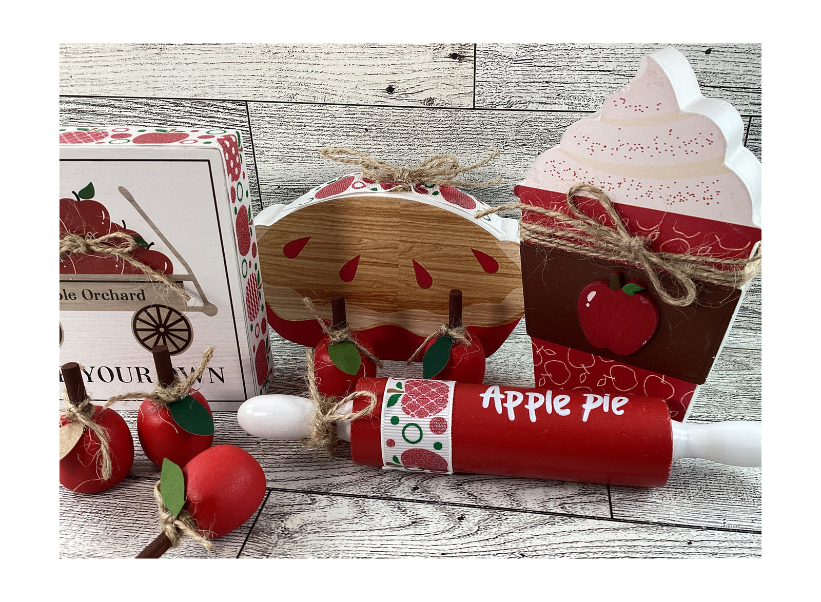 AGD Fall Decor - Chunky Apple Pie Cider Wagon Sign Tier Tray 4pc Set